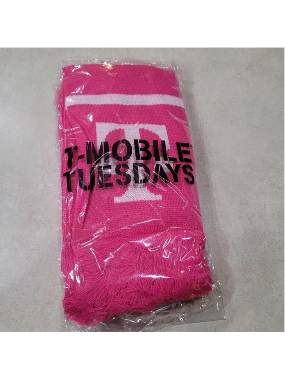 Brand New T-Mobile Tuesday Woven Scarf Pink & White Lettering